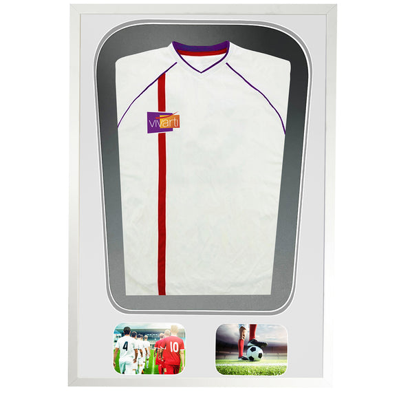 Vivarti DIY Tapered 3D Double Mounted + Double Aperture Sports Shirt Display Gloss White Frame