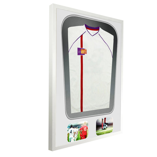 Vivarti DIY Tapered 3D Double Mounted + Double Aperture Sports Shirt Display White Frame