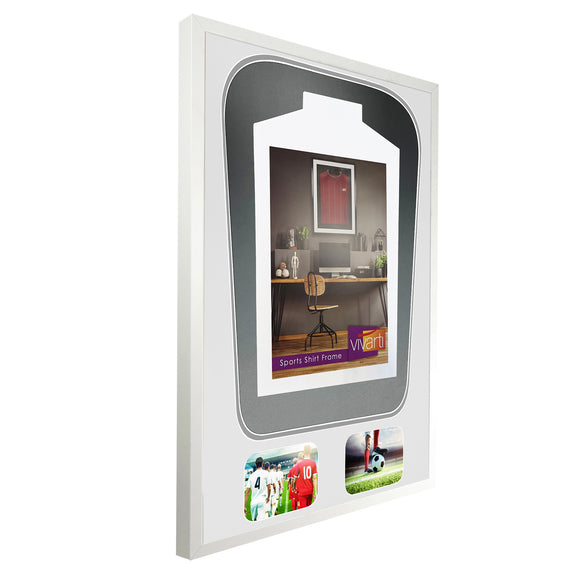 Vivarti DIY Tapered 3D Double Mounted + Double Aperture Sports Shirt Display Gloss White Frame