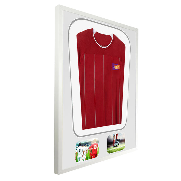 Vivarti DIY Tapered 3D Double Mounted + Double Aperture Sports Shirt Display White Frame