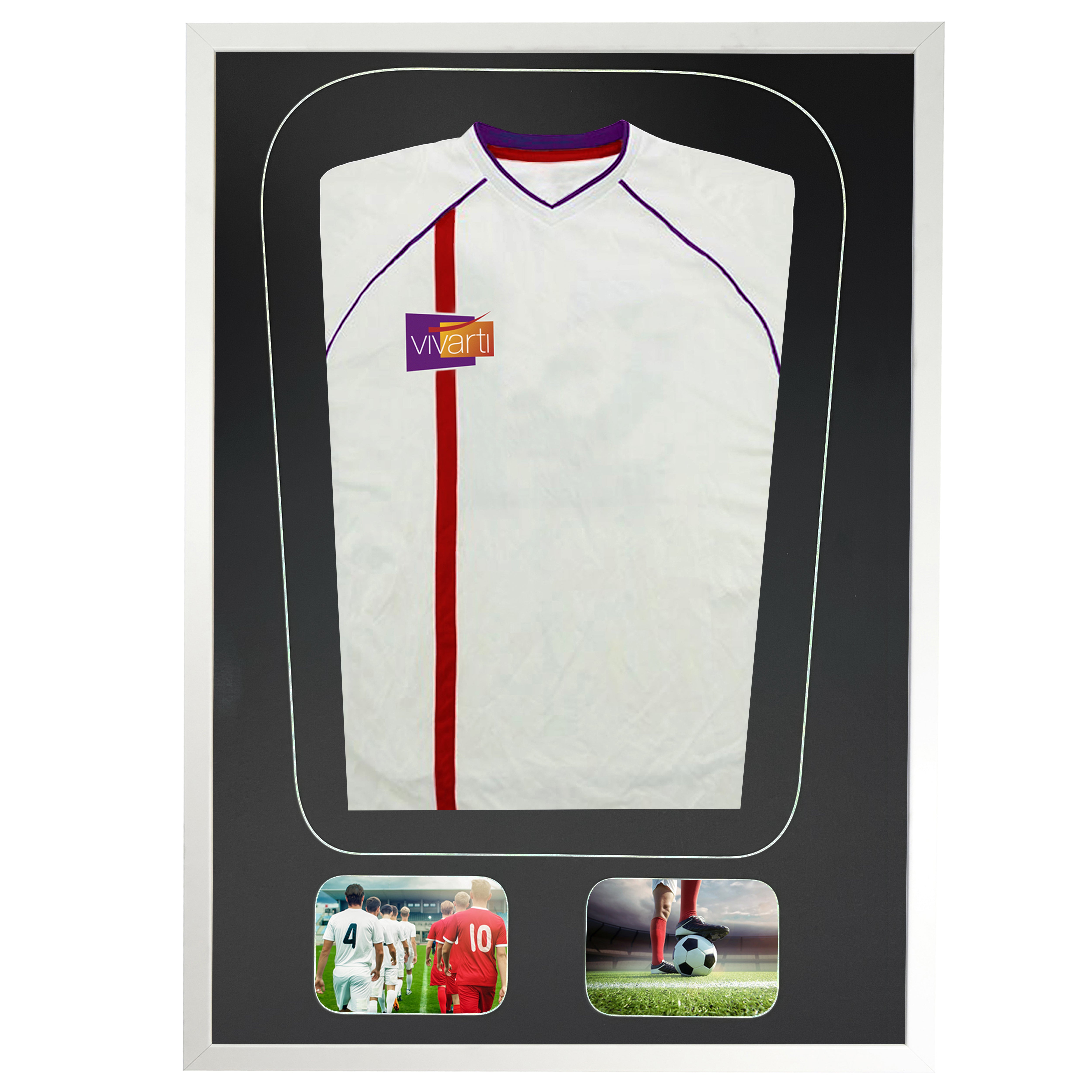 Vivarti DIY Tapered 3D Mounted+ Double Aperture Sports Shirt Display  Gloss White Frame