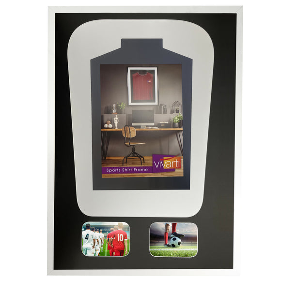 Vivarti DIY Tapered 3D Mounted+ Double Aperture Sports Shirt Display  Gloss White Frame