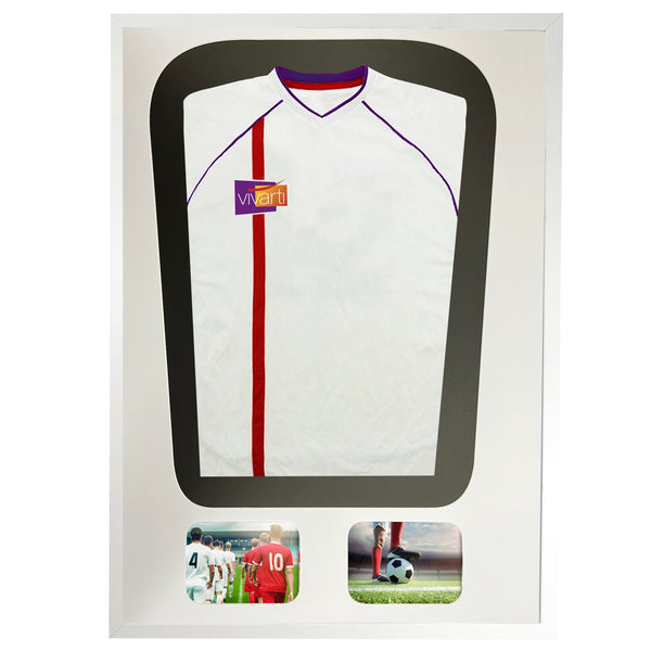 Vivarti DIY Tapered 3D Mounted+ Double Aperture Sports Shirt Display  Gloss White Frame