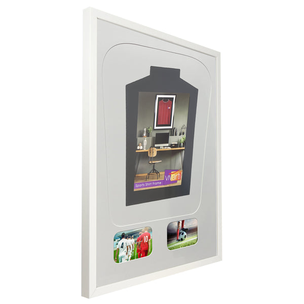 Vivarti DIY Tapered 3D Mounted+ Double Aperture Sports Shirt Display  Gloss White Frame