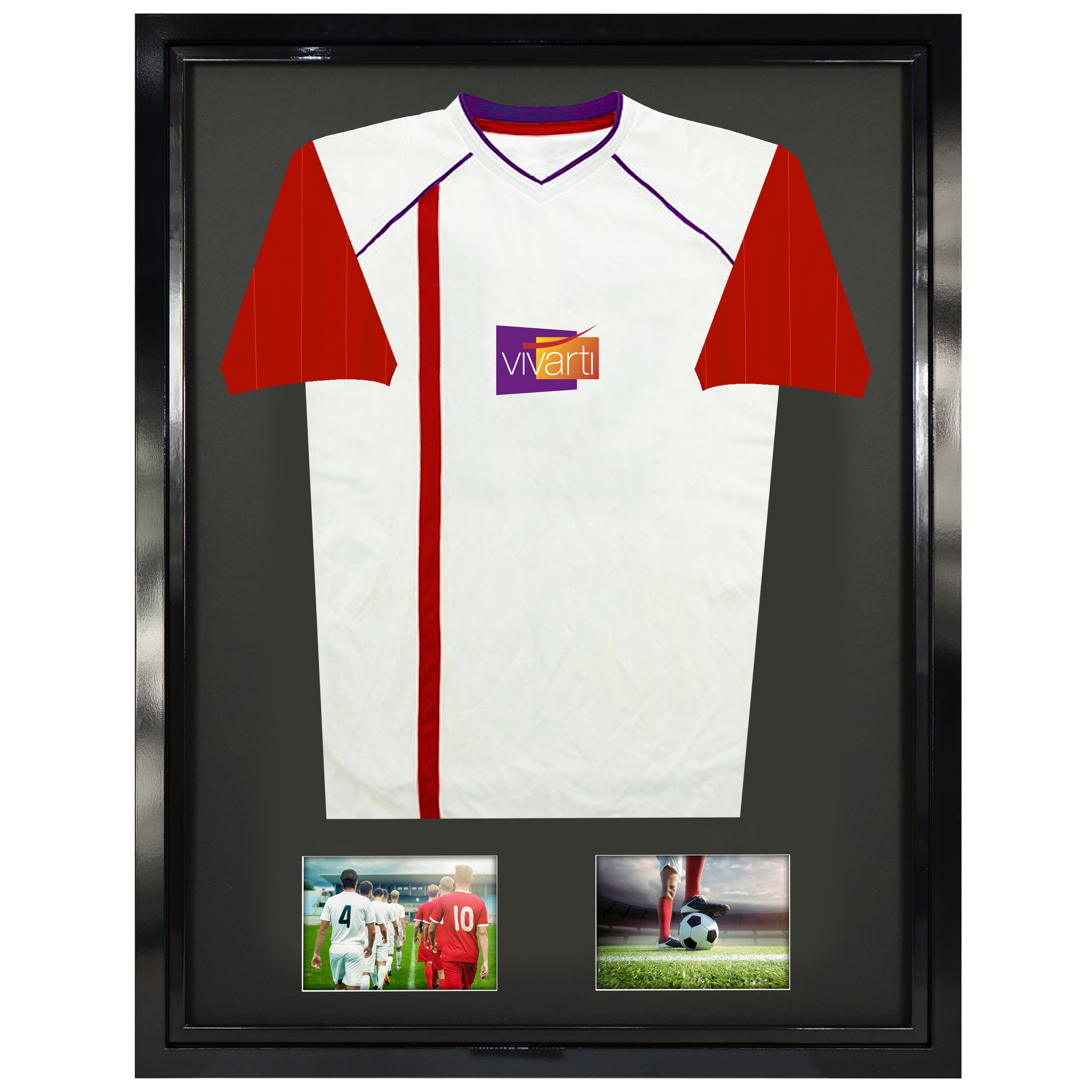 Vivarti DIY Tapered Sleeve 3D Mounted + Double Aperture Sports Shirt Display Gloss Black Frame - 0