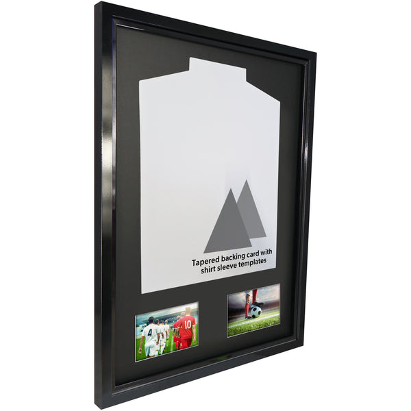 Vivarti DIY Tapered Sleeve 3D Mounted + Double Aperture Sports Shirt Display Gloss Black Frame