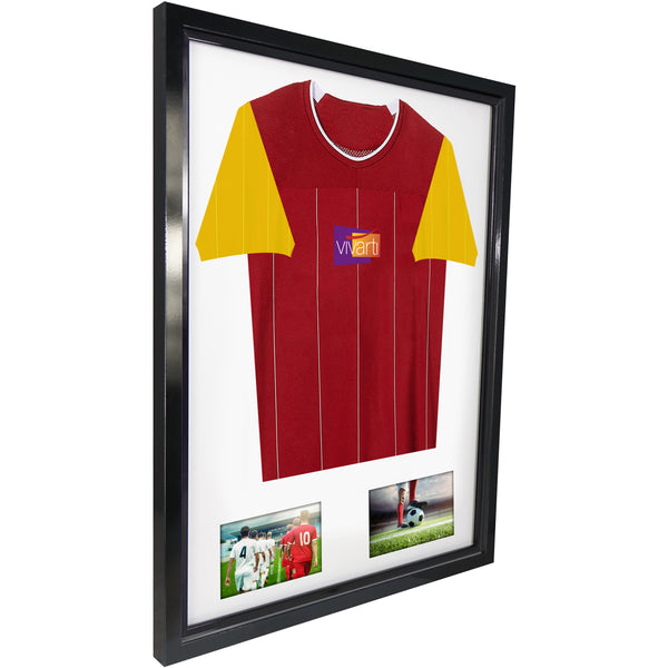 Vivarti DIY Tapered Sleeve 3D Mounted + Double Aperture Sports Shirt Display Gloss Black Frame