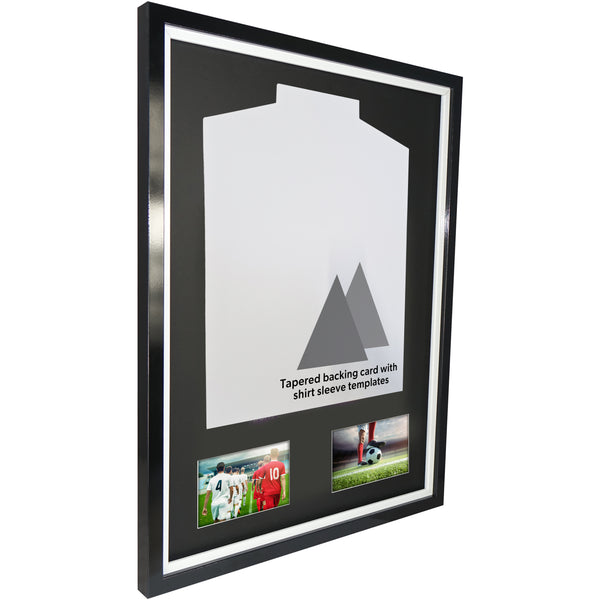 Vivarti DIY Tapered Sleeve 3D Mounted + Double Aperture Sports Shirt Display Gloss Black Frame