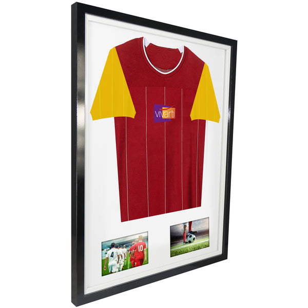 Vivarti DIY Tapered Sleeve 3D Mounted + Double Aperture Sports Shirt Display Gloss Black Frame