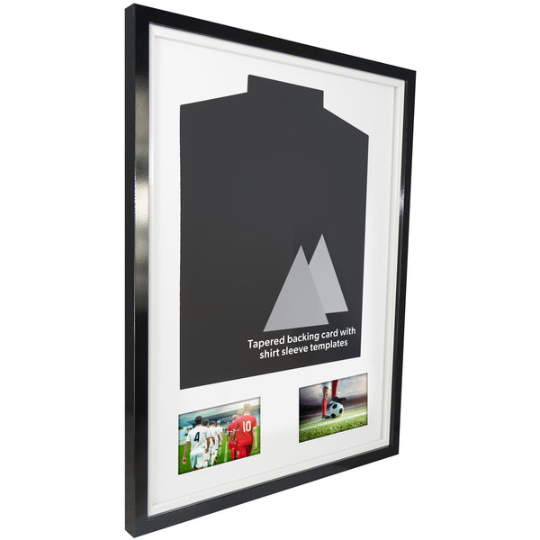 Vivarti DIY Tapered Sleeve 3D Mounted + Double Aperture Sports Shirt Display Gloss Black Frame