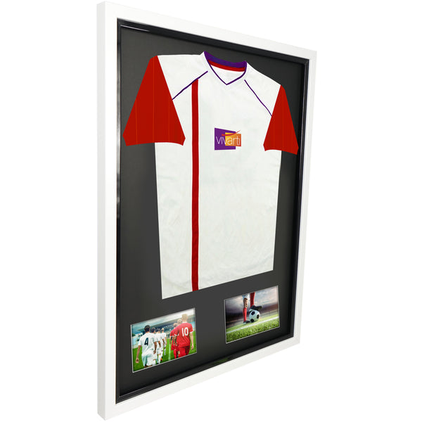 Vivarti DIY Tapered Sleeve 3D Mounted + Double Aperture Sports Shirt Display Gloss White Frame