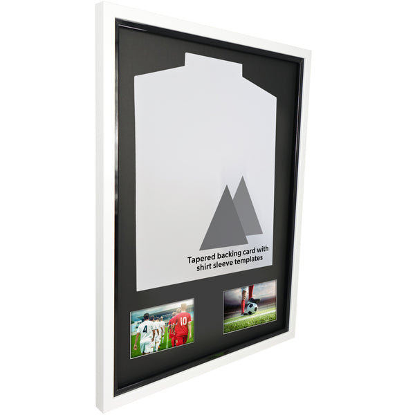 Vivarti DIY Tapered Sleeve 3D Mounted + Double Aperture Sports Shirt Display Gloss White Frame