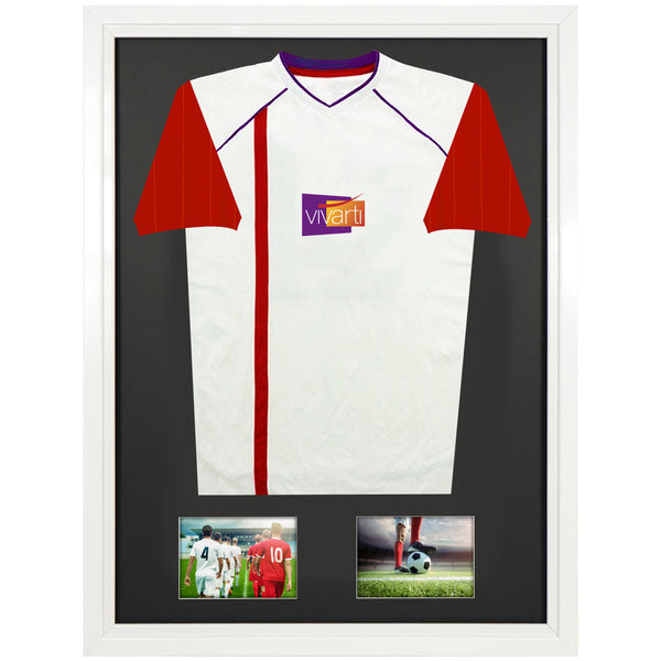 Vivarti DIY Tapered Sleeve 3D Mounted + Double Aperture Sports Shirt Display Gloss White Frame