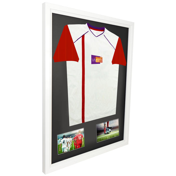 Vivarti DIY Tapered Sleeve 3D Mounted + Double Aperture Sports Shirt Display Gloss White Frame