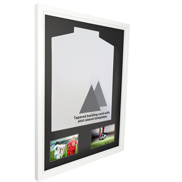 Vivarti DIY Tapered Sleeve 3D Mounted + Double Aperture Sports Shirt Display Gloss White Frame