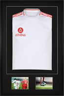 Athena Premium Wood DIY Sports Shirt Display 3D Mounted + Double Aperture Black Frame-2