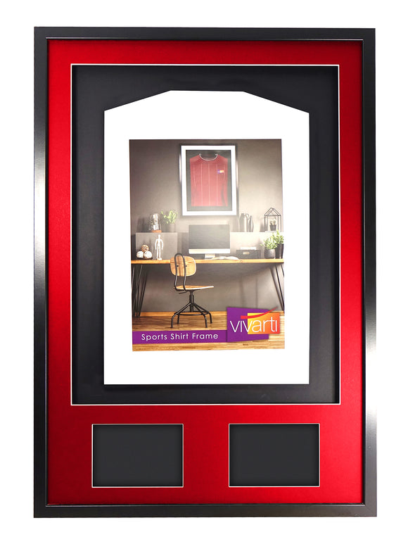 Vivarti DIY 3D Mounted + Double Aperture Sports Shirt Display Black Frame with Colour Mounts