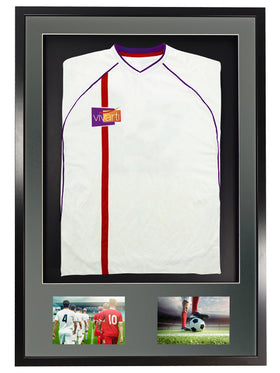 Vivarti DIY 3D Mounted + Double Aperture Sports Shirt Display Black Frame with Colour Mounts