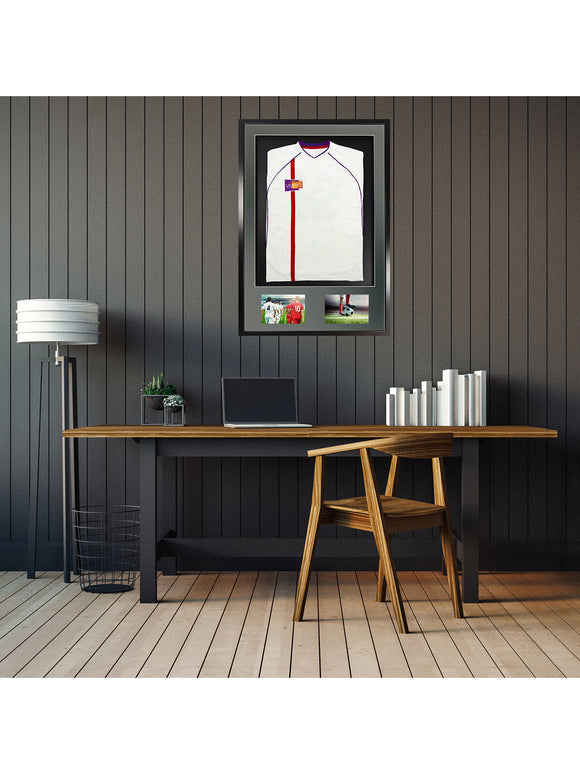 Vivarti DIY 3D Mounted + Double Aperture Sports Shirt Display Black Frame with Colour Mounts