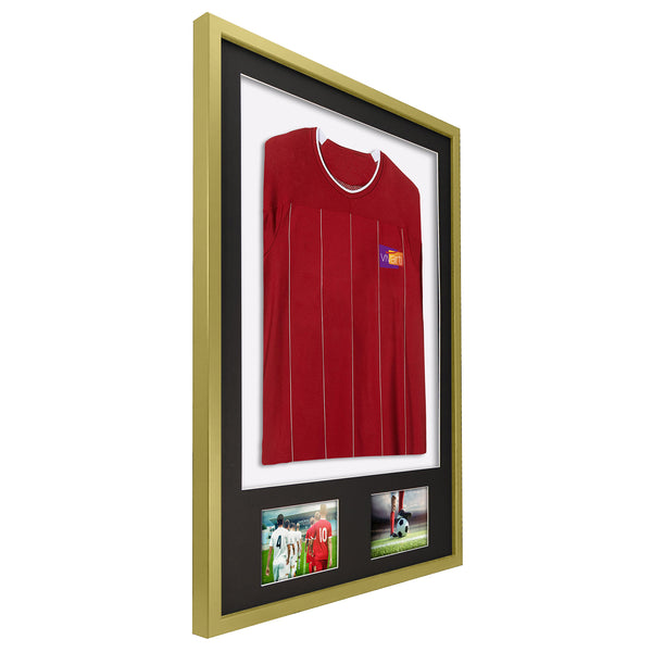 Vivarti DIY 3D Mounted + Double Aperture Sports Shirt Display Gold Frame