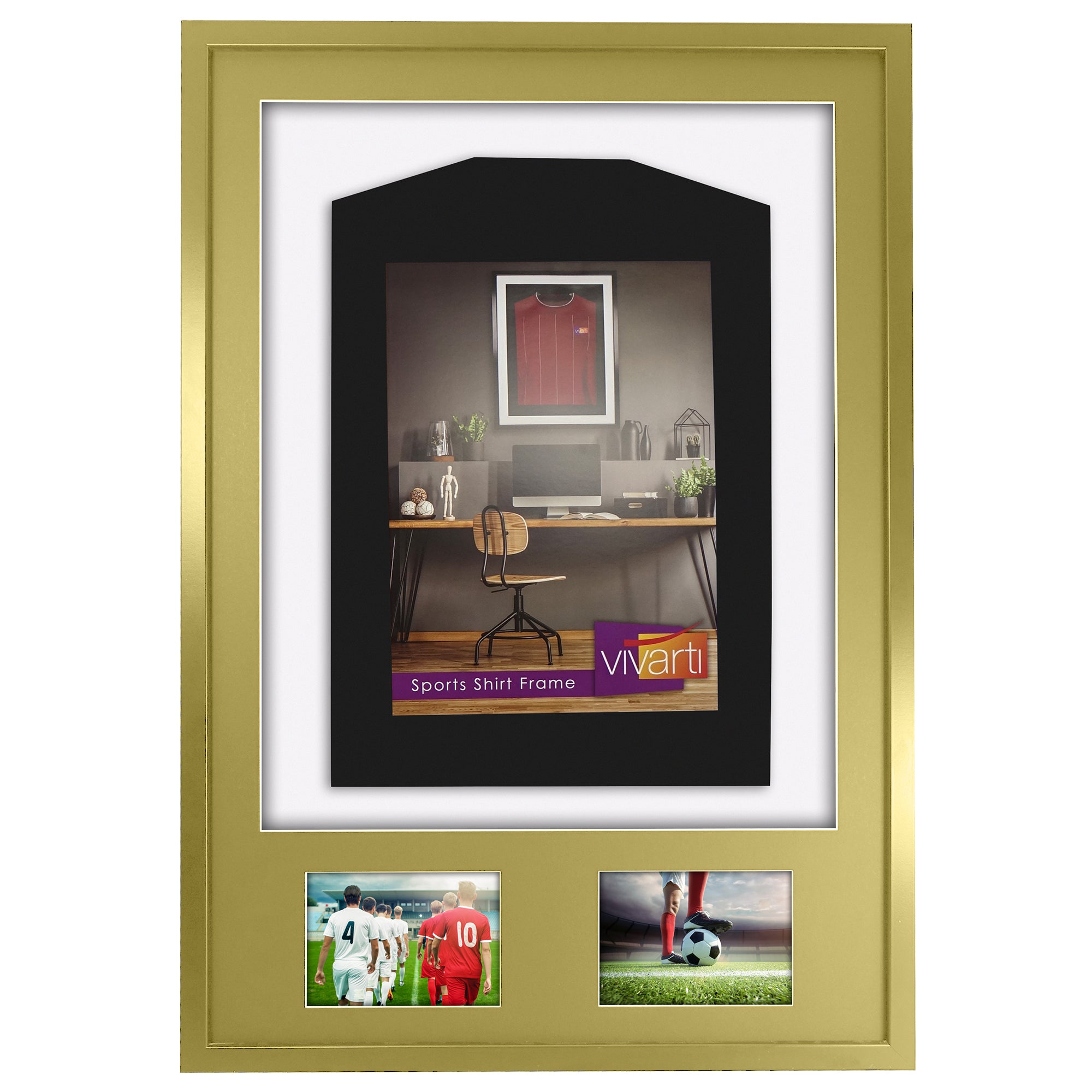 Vivarti DIY 3D Mounted Sports Shirt Display Gold  Frame with Colour Mounts
