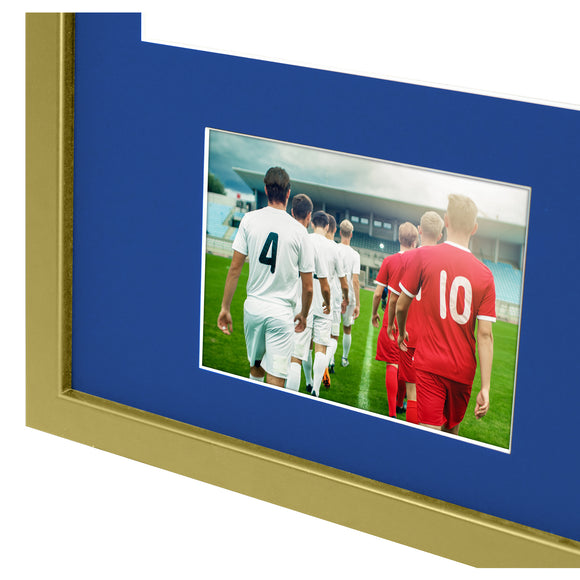 Vivarti DIY 3D Mounted + Double Aperture Sports Shirt Display Gold  Frame with Colour Mounts