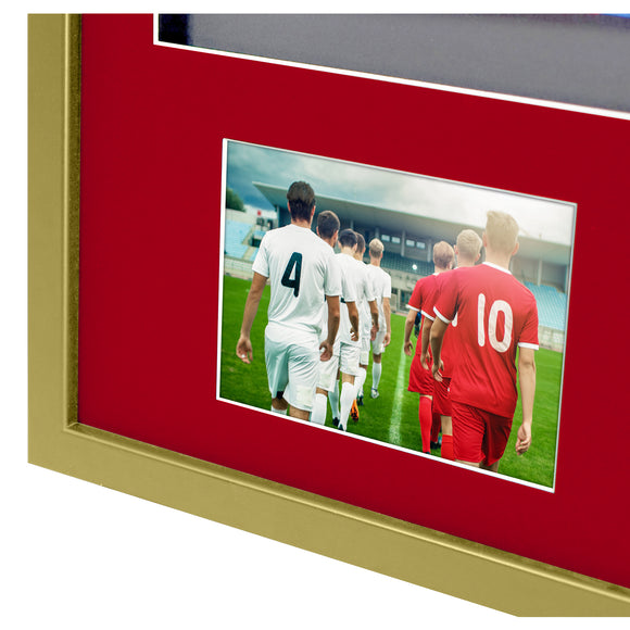 Vivarti DIY 3D Mounted + Double Aperture Sports Shirt Display Gold  Frame with Colour Mounts