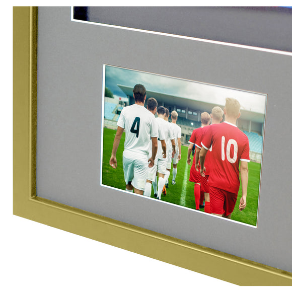 Vivarti DIY 3D Mounted + Double Aperture Sports Shirt Display Gold  Frame with Colour Mounts