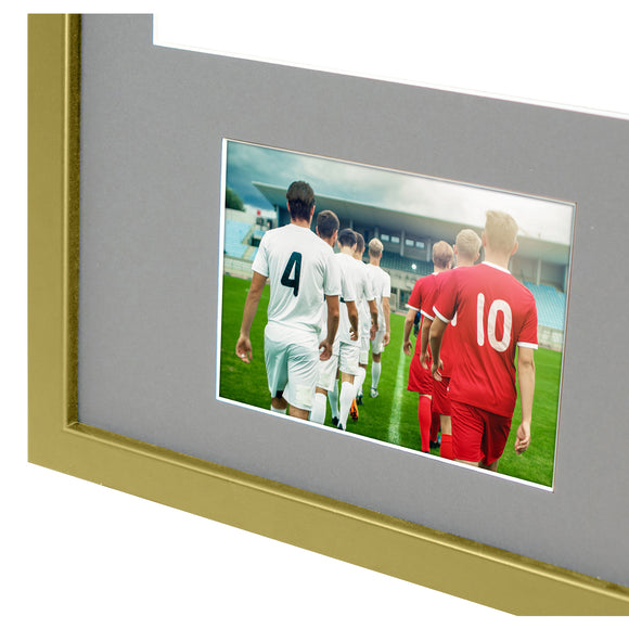 Vivarti DIY 3D Mounted + Double Aperture Sports Shirt Display Gold  Frame with Colour Mounts