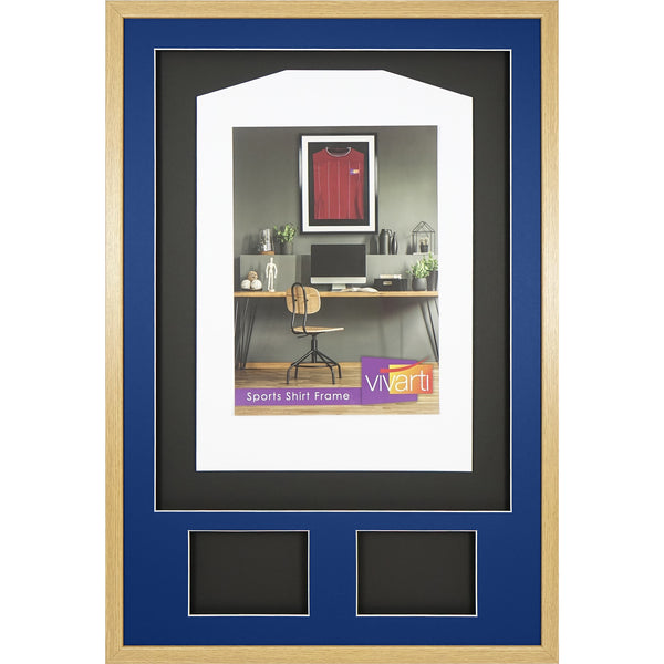 Vivarti DIY 3D Mounted + Double Aperture Sports Shirt Display Oak Frame with Colour Mounts