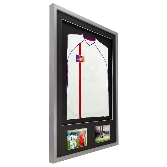 Vivarti DIY 3D Mounted + Double Aperture Sports Shirt Display Silver Frame