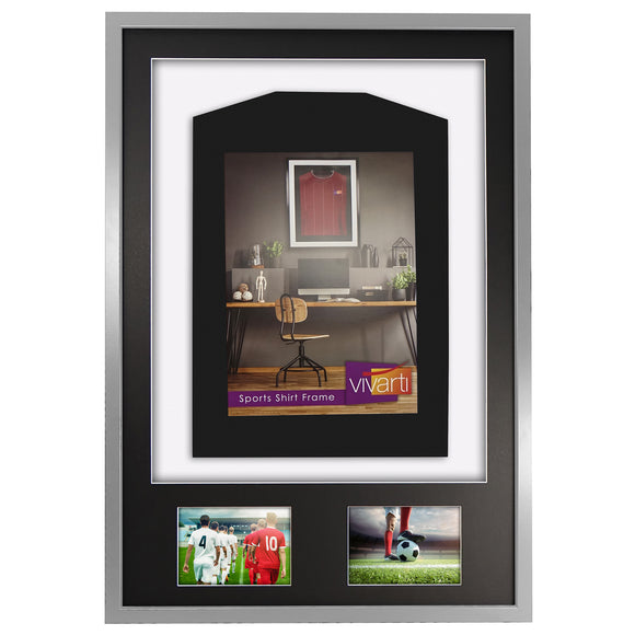 Vivarti DIY 3D Mounted + Double Aperture Sports Shirt Display Silver Frame