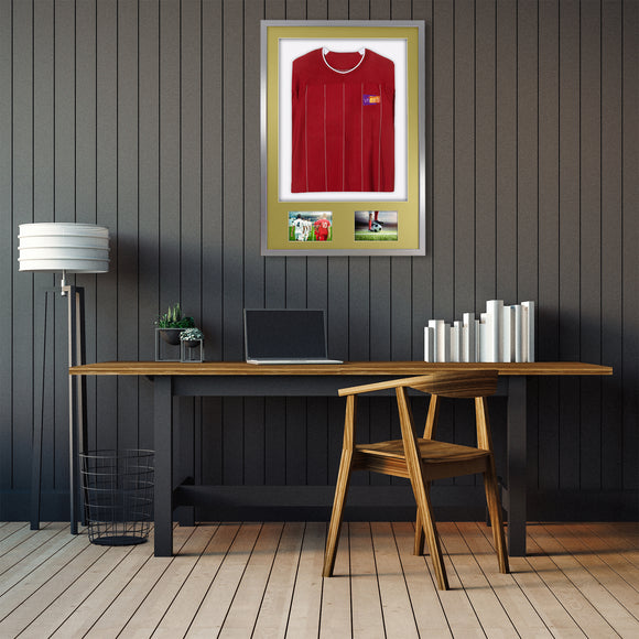 Vivarti DIY 3D Mounted + Double Aperture Sports Shirt Display Silver Frame with Colour Mounts