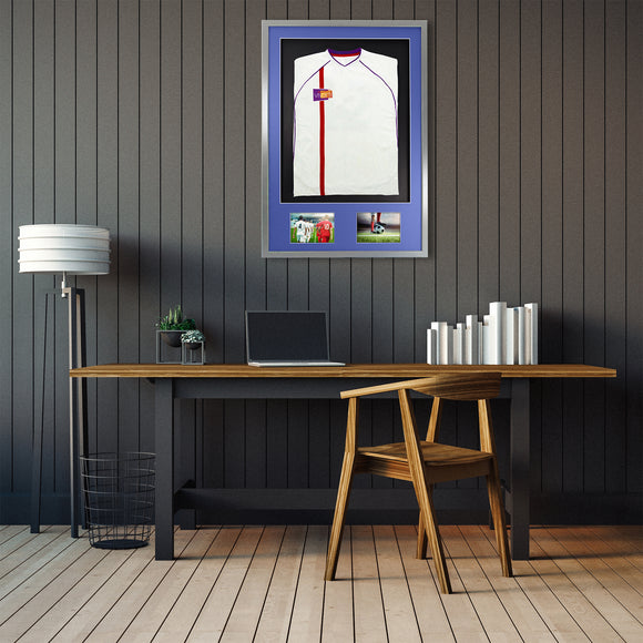 Vivarti DIY 3D Mounted + Double Aperture Sports Shirt Display Silver Frame with Colour Mounts