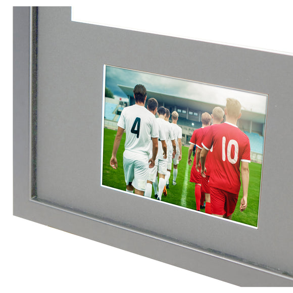 Vivarti DIY 3D Mounted + Double Aperture Sports Shirt Display Silver Frame with Colour Mounts