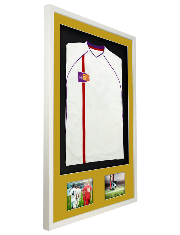 Vivarti DIY 3D Mounted + Double Aperture Sports Shirt Display Gloss White with Colour Mounts