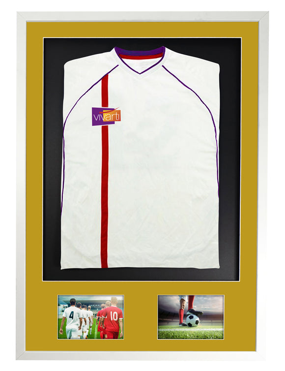 Vivarti DIY 3D Mounted + Double Aperture Sports Shirt Display White  Frame with Colour Mounts
