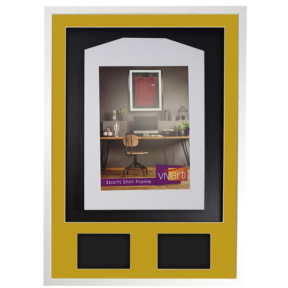 Vivarti DIY 3D Mounted + Double Aperture Sports Shirt Display White  Frame with Colour Mounts