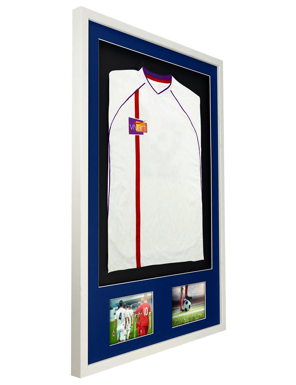 Vivarti DIY 3D Mounted + Double Aperture Sports Shirt Display White  Frame with Colour Mounts
