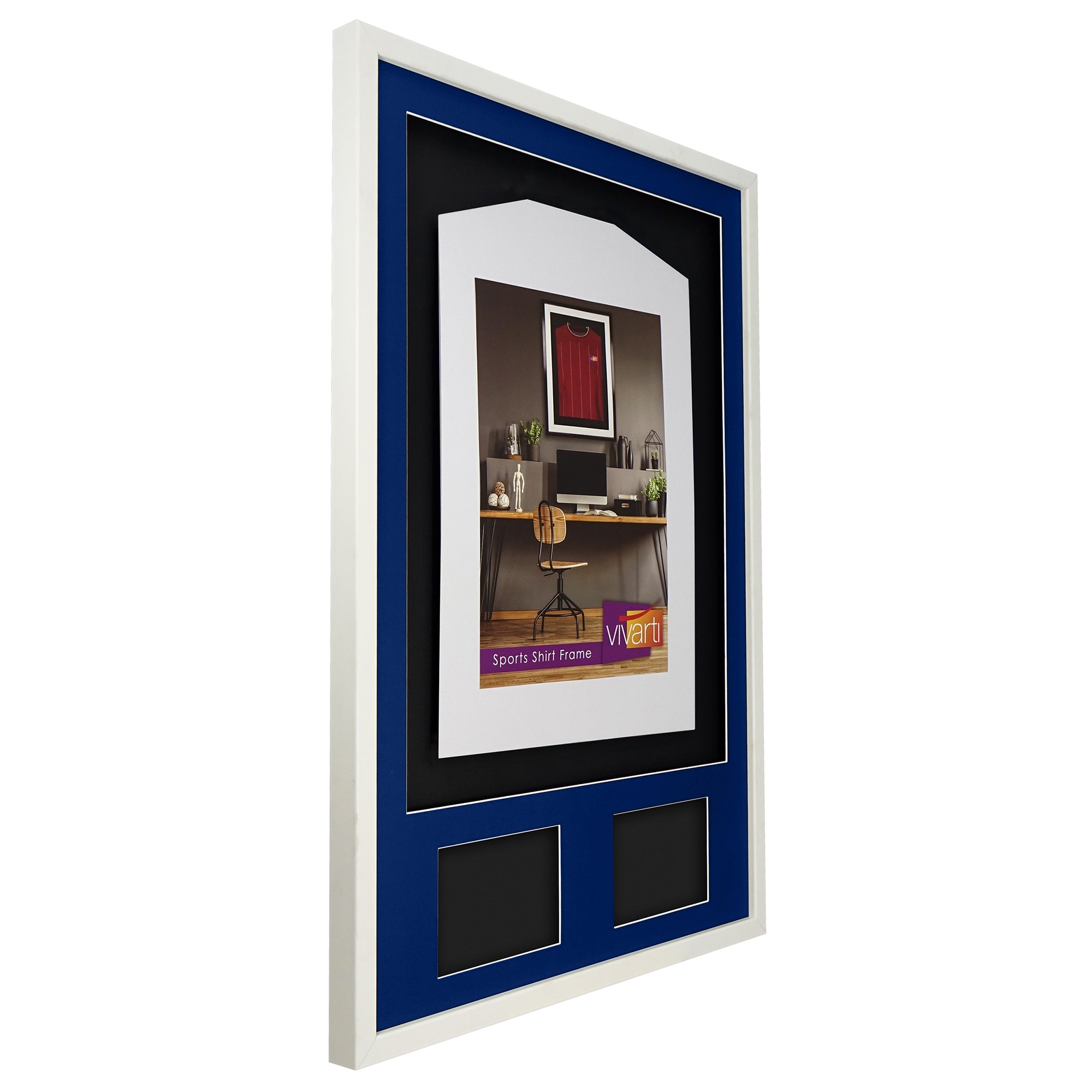Vivarti DIY 3D Mounted + Double Aperture Sports Shirt Display White  Frame with Colour Mounts