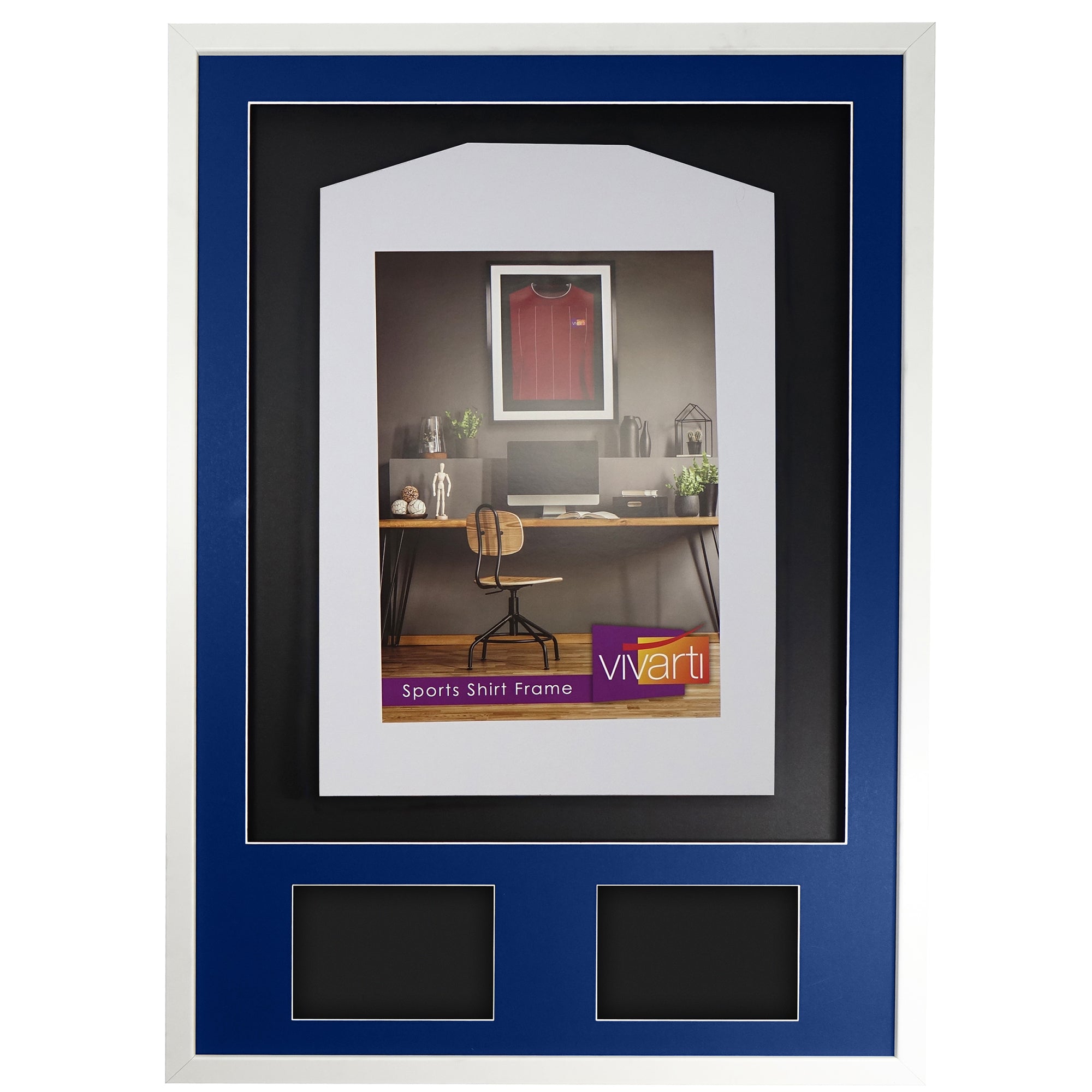 Vivarti DIY 3D Mounted + Double Aperture Sports Shirt Display White  Frame with Colour Mounts