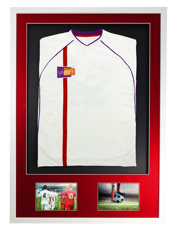 Vivarti DIY 3D Mounted + Double Aperture Sports Shirt Display White  Frame with Colour Mounts