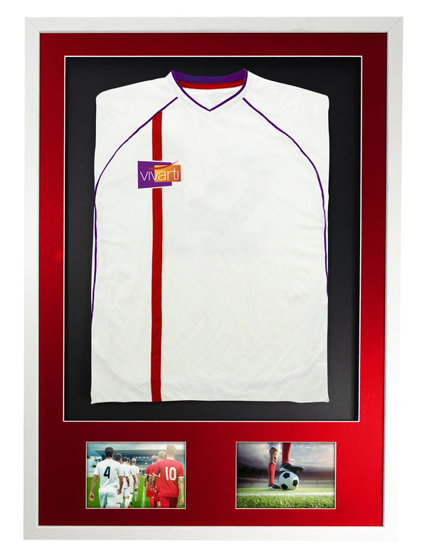 Vivarti DIY 3D Mounted + Double Aperture Sports Shirt Display Gloss White with Colour Mounts