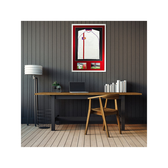 Vivarti DIY 3D Mounted + Double Aperture Sports Shirt Display Gloss White with Colour Mounts