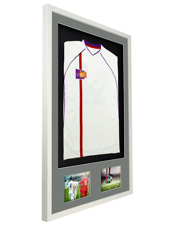 Vivarti DIY 3D Mounted + Double Aperture Sports Shirt Display White  Frame with Colour Mounts