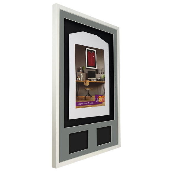 Vivarti DIY 3D Mounted + Double Aperture Sports Shirt Display White  Frame with Colour Mounts