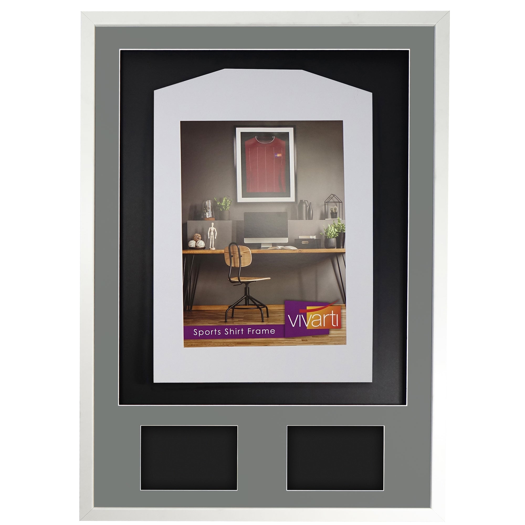 Vivarti DIY 3D Mounted + Double Aperture Sports Shirt Display White  Frame with Colour Mounts
