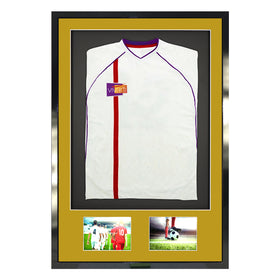 Vivarti DIY 3D Mounted + Double Aperture Sports Shirt Display Gloss Black Frame with Colour Mounts