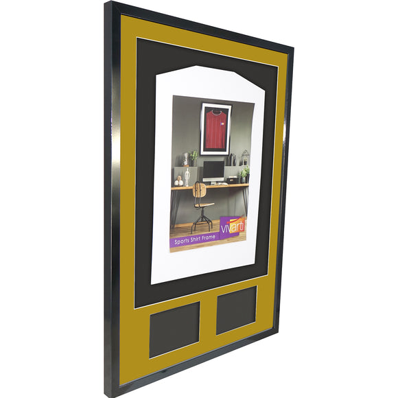 Vivarti DIY 3D Mounted + Double Aperture Sports Shirt Display Gloss Black Frame with Colour Mounts