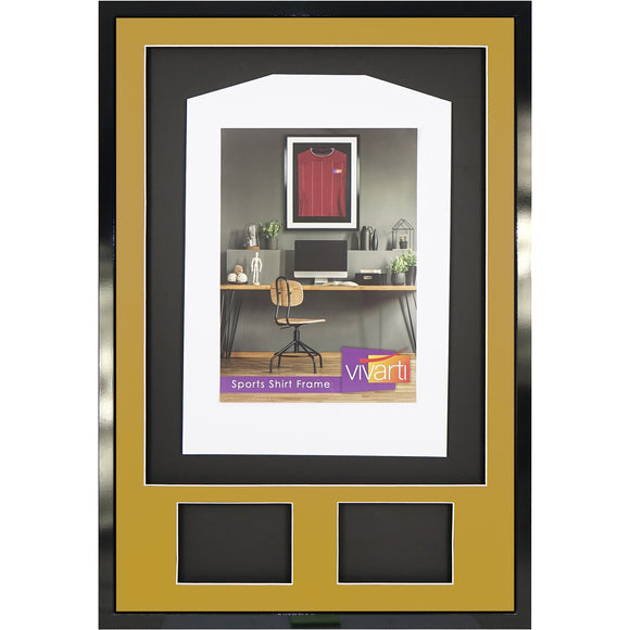 Vivarti DIY 3D Mounted + Double Aperture Sports Shirt Display Gloss Black Frame with Colour Mounts